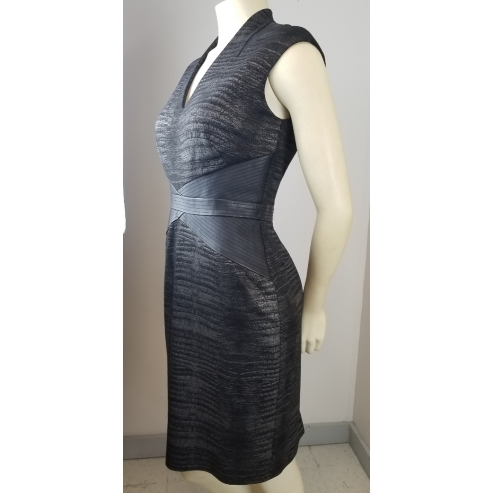 Ellen Tracy Black/Gray Vneck Cap Sleeves Dress, 6 - Picture 11 of 16